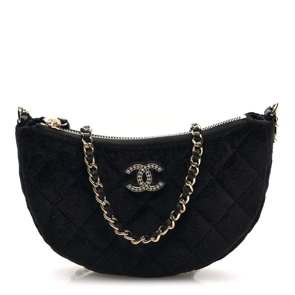 Chanel Velvet Crystal Quilted Chain #254532C19B